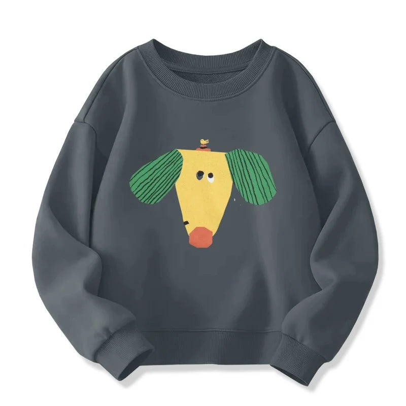 Kids cartoon graphic hoodie worn by child