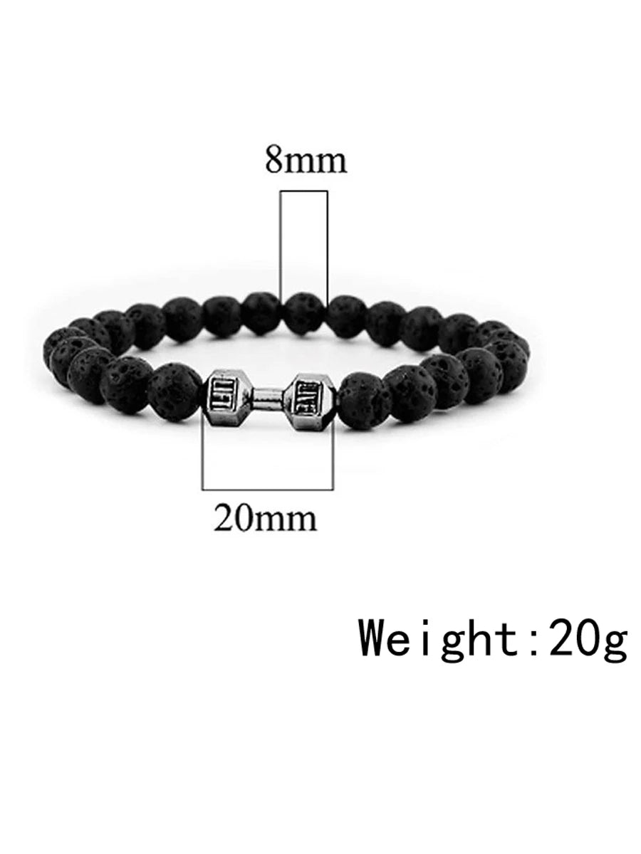 Lava stone beaded bracelet worn on wrist