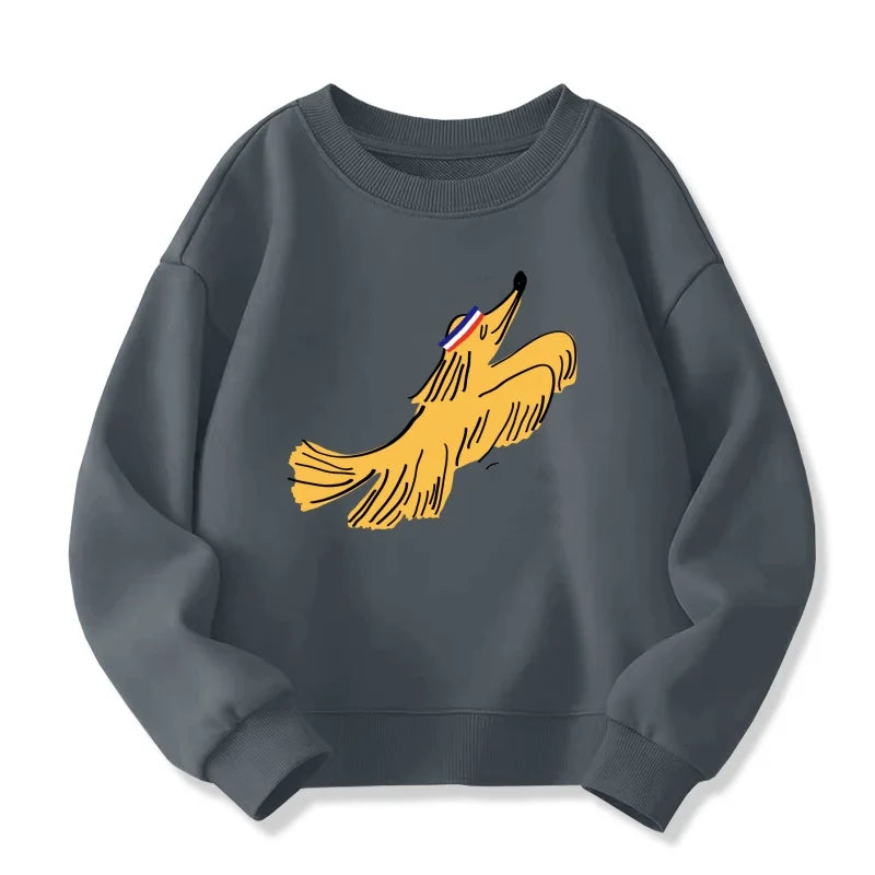 Kids cartoon graphic hoodie worn by child
