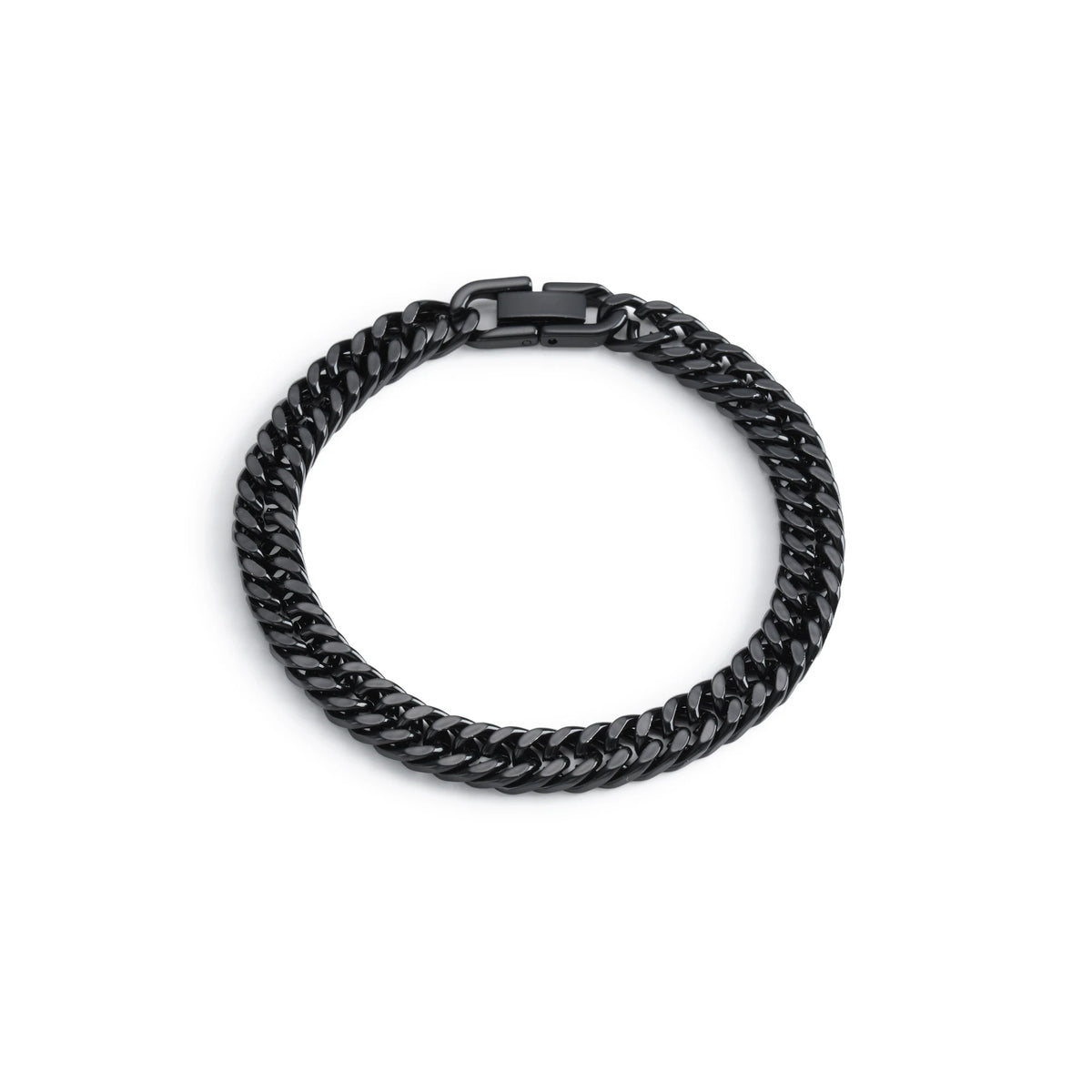 Braided stainless steel bracelet worn on wrist