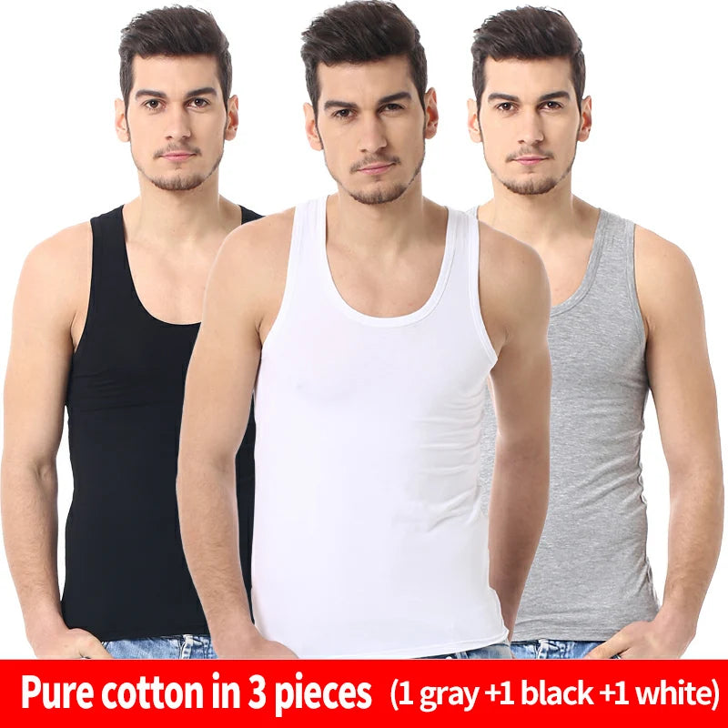Cotton vest multi-pack white front view