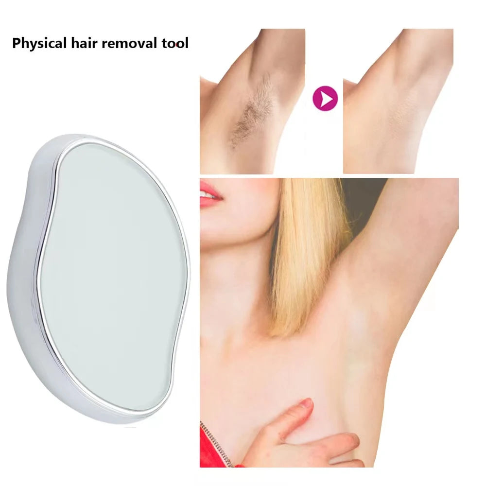 Crystal Hair Eraser Physical Epilator shown in use for hair removal on underarm area.