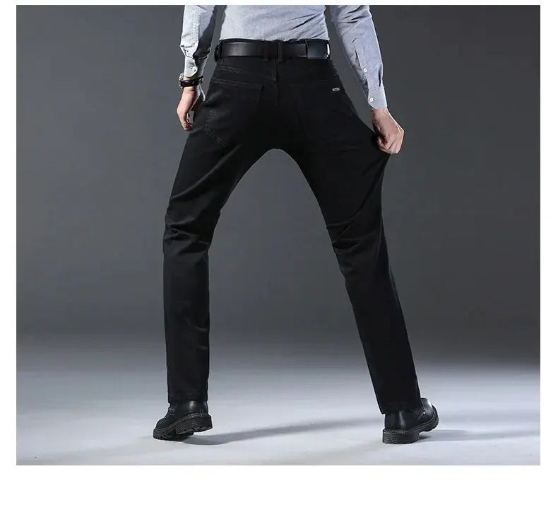 Stretch straight jeans front view sky blue