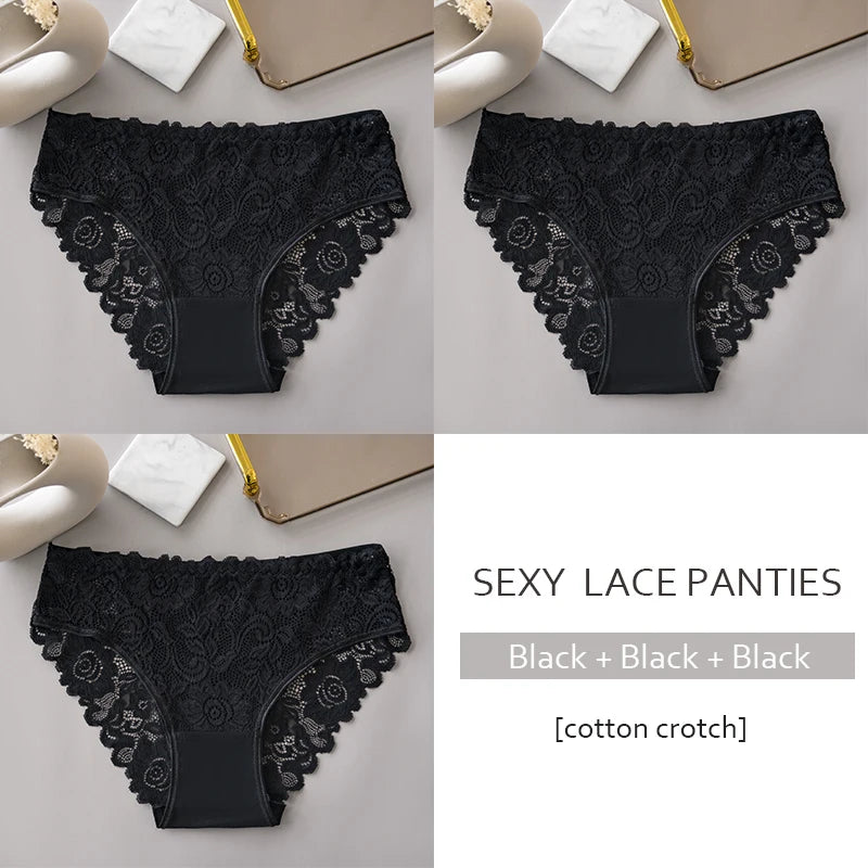 Women's floral lace briefs worn model