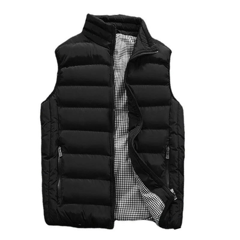 Windproof down vest front view black