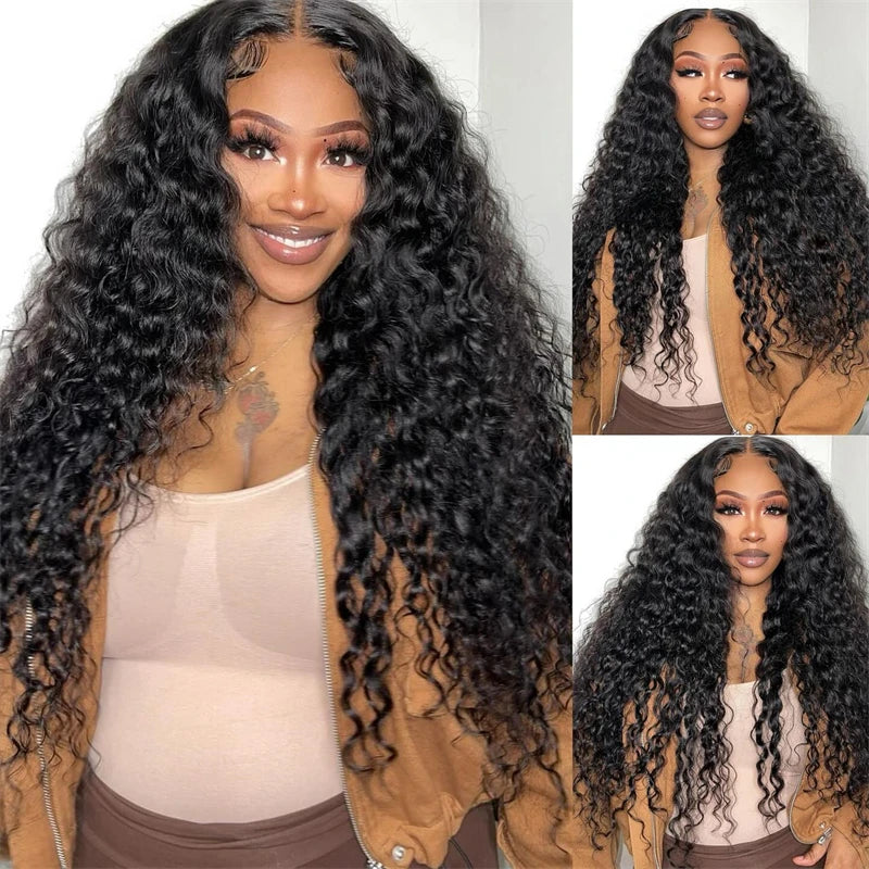 Kinky curly lace front wig worn on model